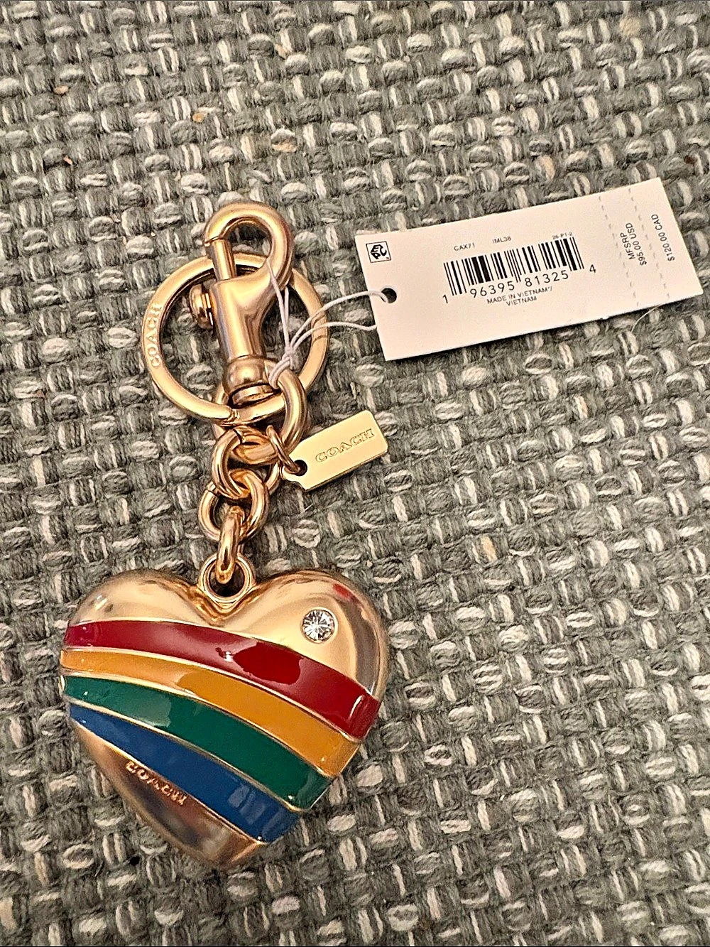 Coach Heart Keychain Multicolor NWT